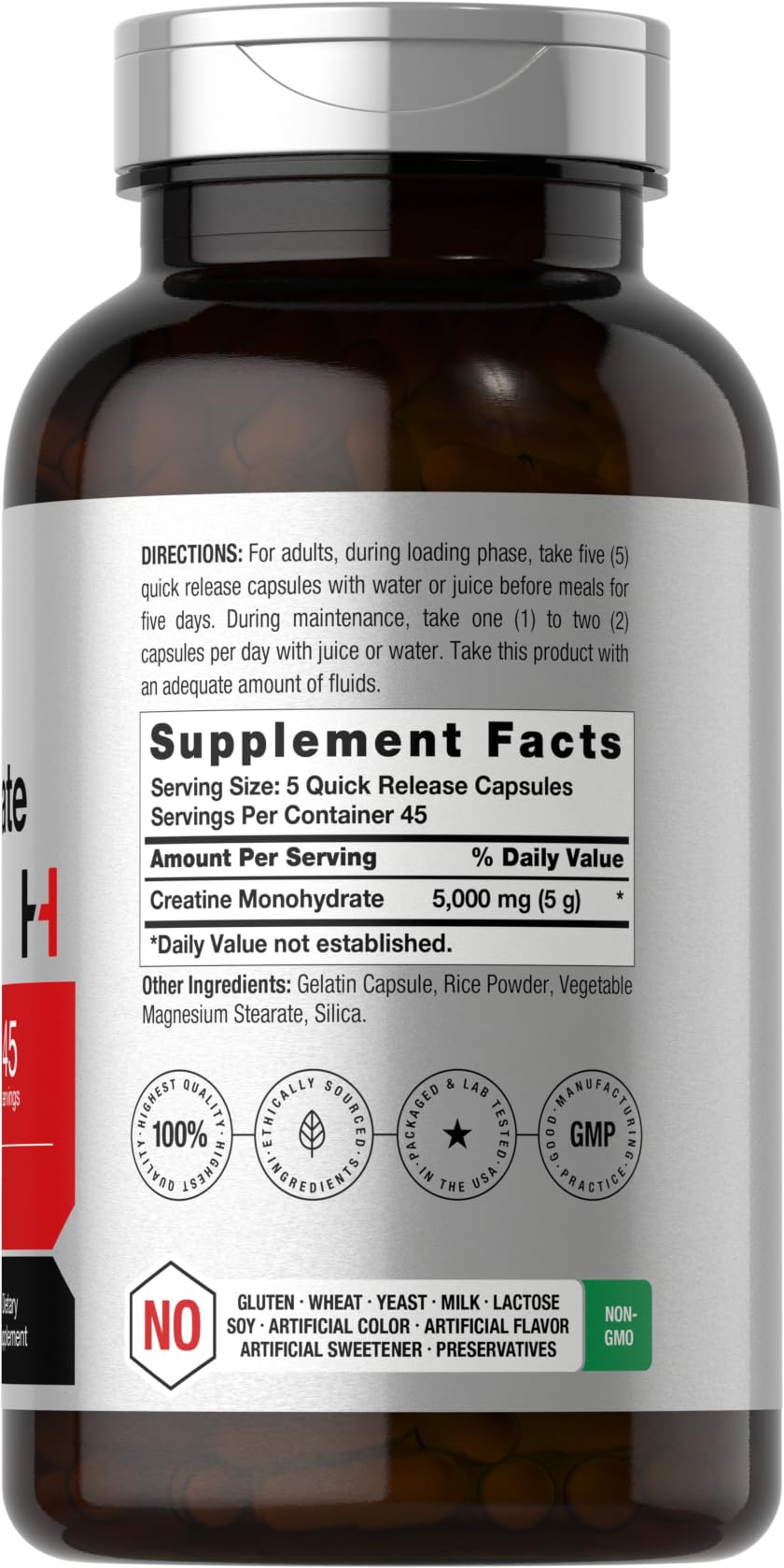 Horbäach Creatine Monohydrate | 5g | 225 Capsules | Non-GMO, Gluten Free Supplement - FENGGESTORE20