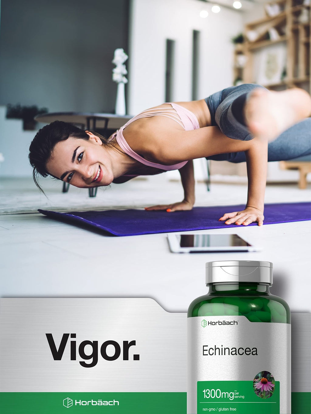 Horbäach Echinacea Extract Capsules | 300 Count | Vegan, Non-GMO, Gluten Free Supplement - FENGGESTORE20