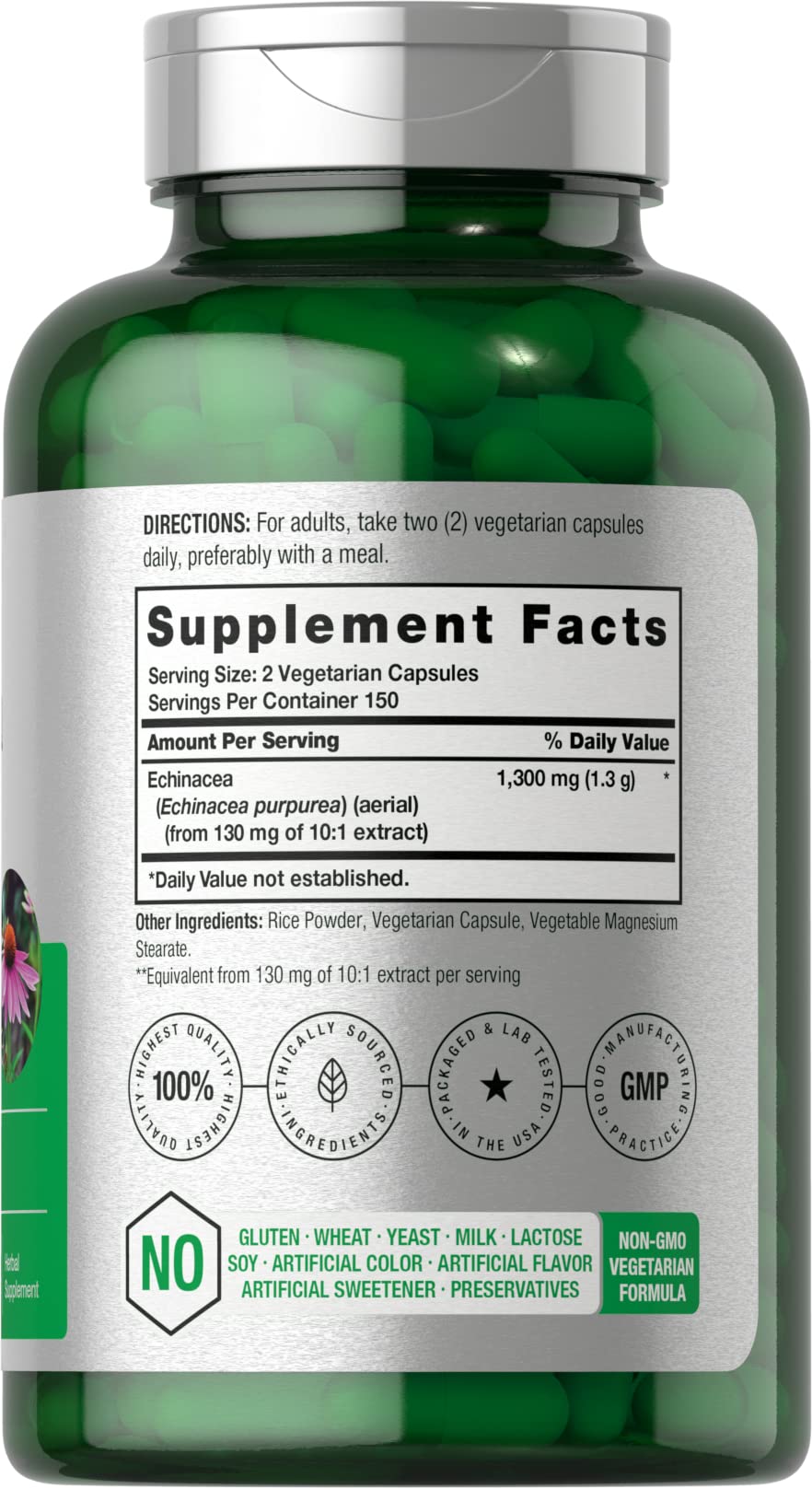 Horbäach Echinacea Extract Capsules | 300 Count | Vegan, Non-GMO, Gluten Free Supplement - FENGGESTORE20