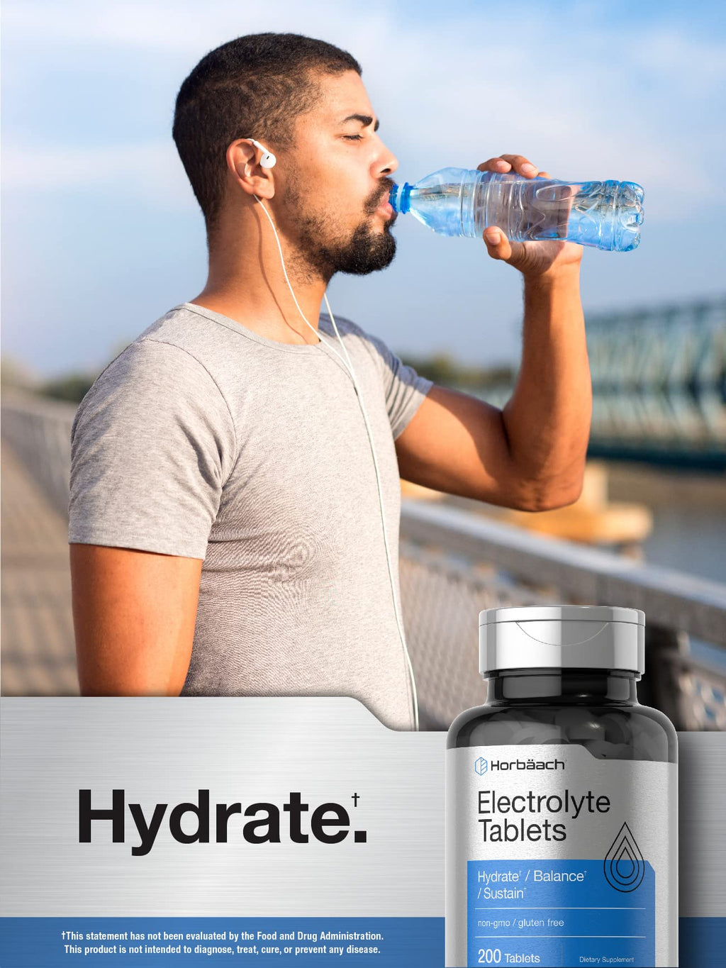 Horbäach Electrolyte Tablets | 200 Count | Helps Hydrate, Balance, & Sustain | with Calcium, Magnesium, Chloride, Sodium and Potassium | Vegetarian, Non-GMO & Gluten Free - FENGGESTORE20