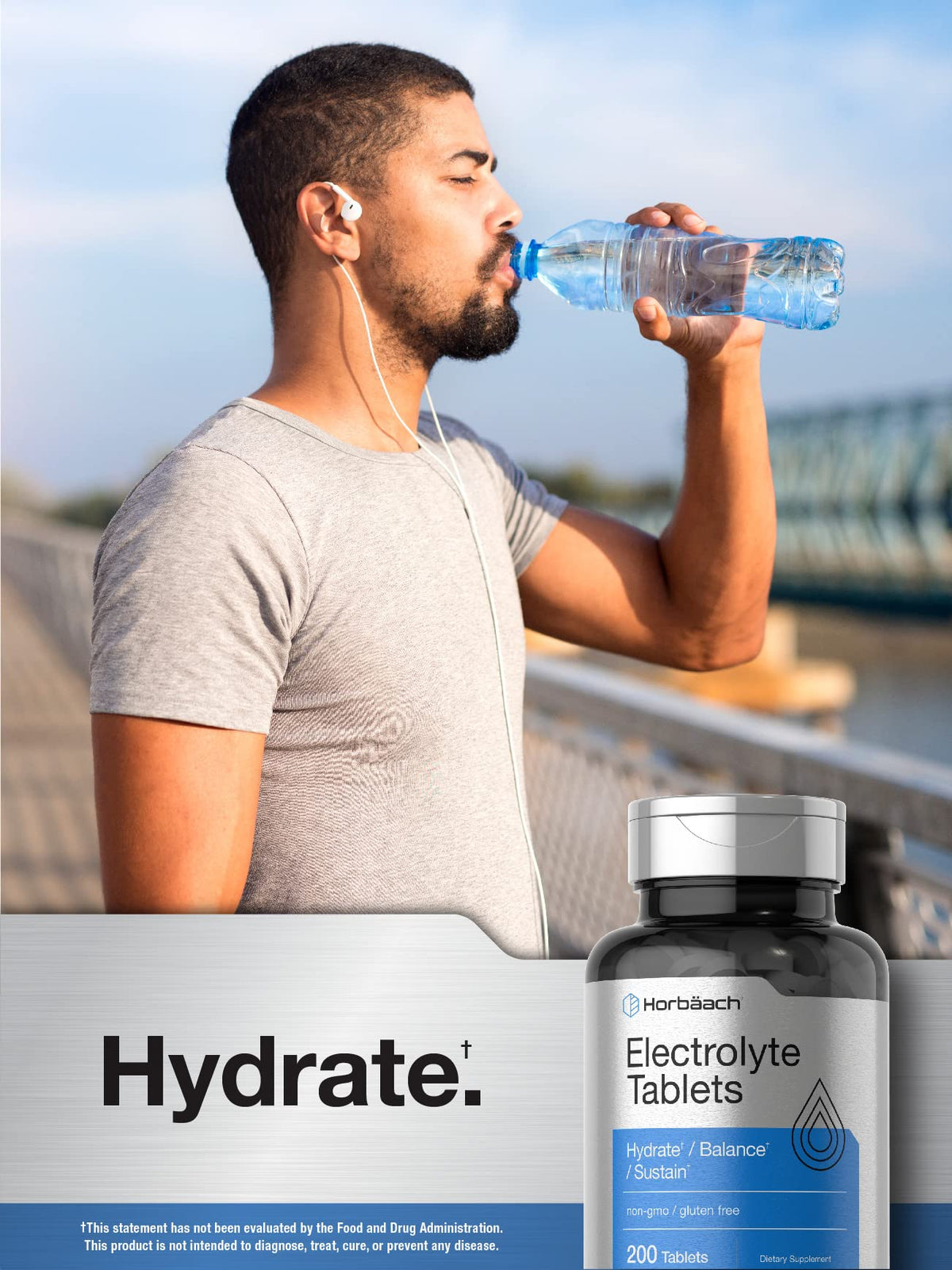 Horbäach Electrolyte Tablets | 200 Count | Helps Hydrate, Balance, & Sustain | with Calcium, Magnesium, Chloride, Sodium and Potassium | Vegetarian, Non-GMO & Gluten Free - FENGGESTORE20