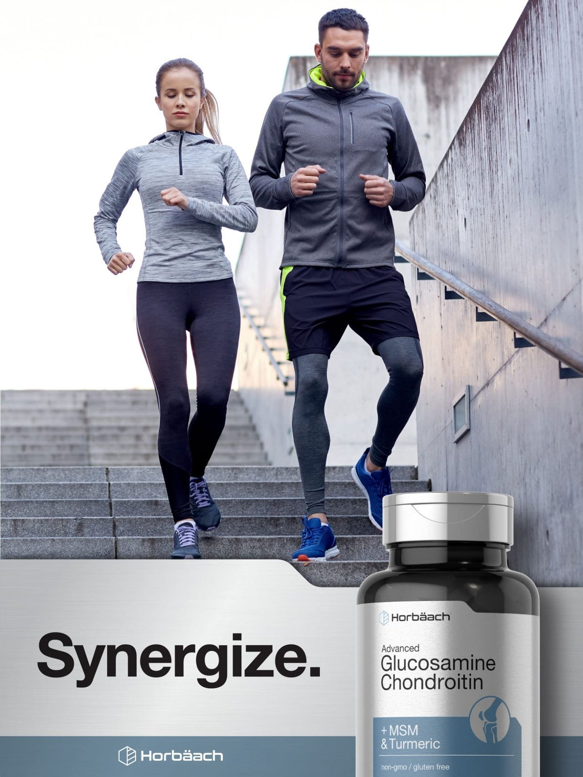 Horbäach Glucosamine Chondroitin | Plus MSM & Turmeric | 180 Coated Caplets | Non-GMO, Gluten Free Supplement - FENGGESTORE20