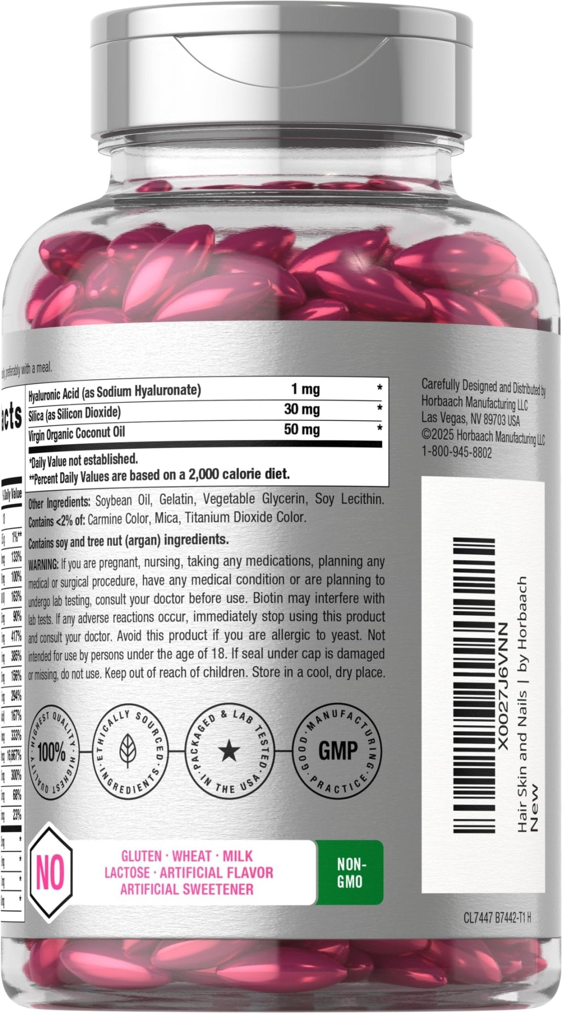 Horbäach Hair Skin and Nails Vitamins | 300 Softgels | with Biotin and Collagen | Infused with Argan Oil and Coconut Oil - FENGGESTORE20