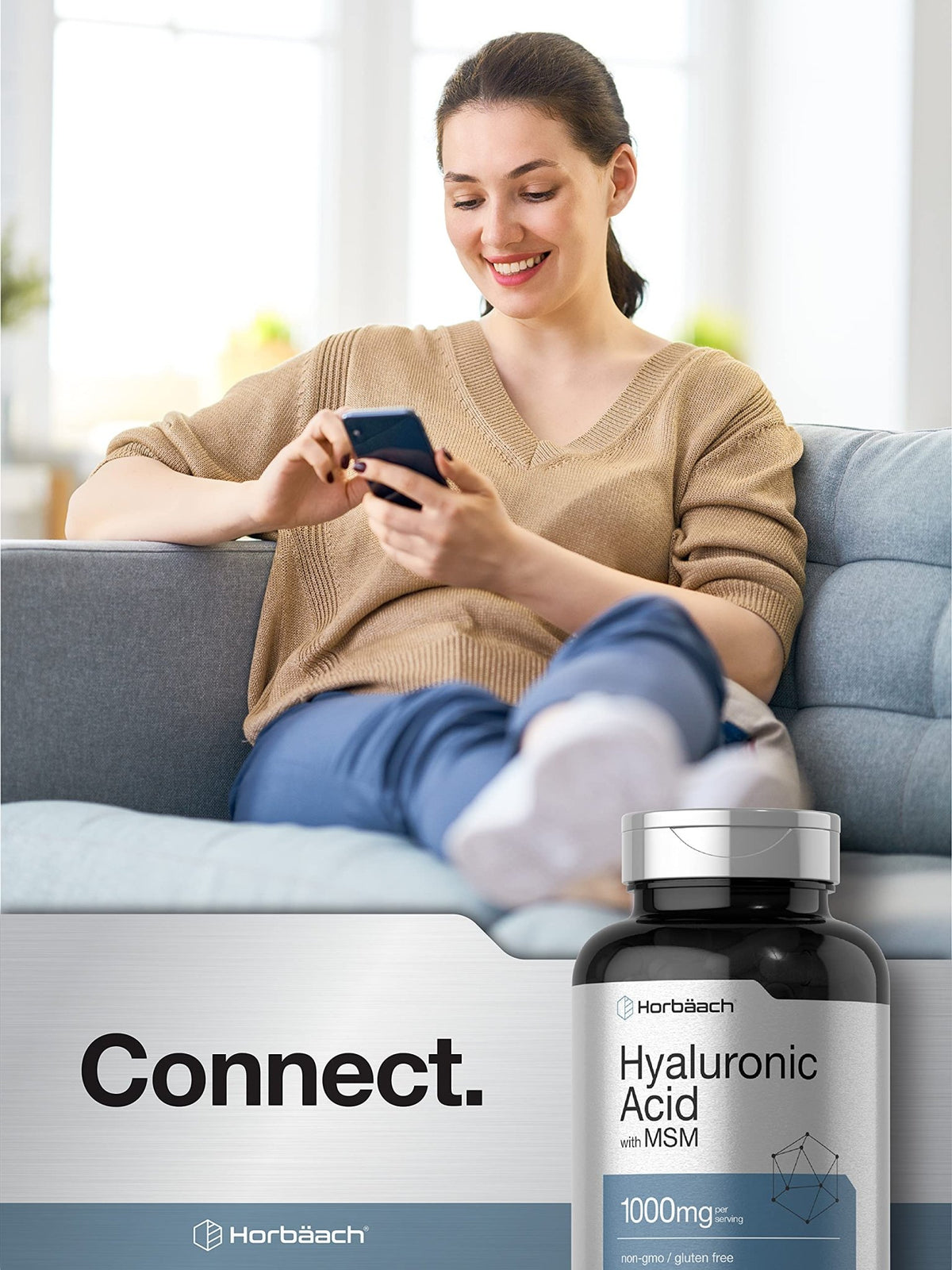 Horbäach Hyaluronic Acid with MSM | 1000 mg | 120 Capsules | Non-GMO and Gluten Free Supplement | Bioavailable Formula - FENGGESTORE20