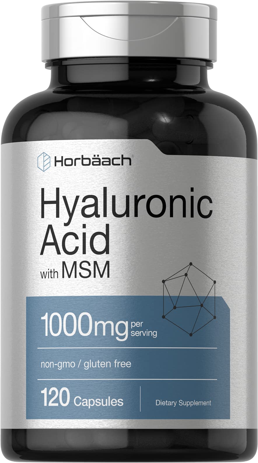 Horbäach Hyaluronic Acid with MSM | 1000 mg | 120 Capsules | Non-GMO and Gluten Free Supplement | Bioavailable Formula - FENGGESTORE20