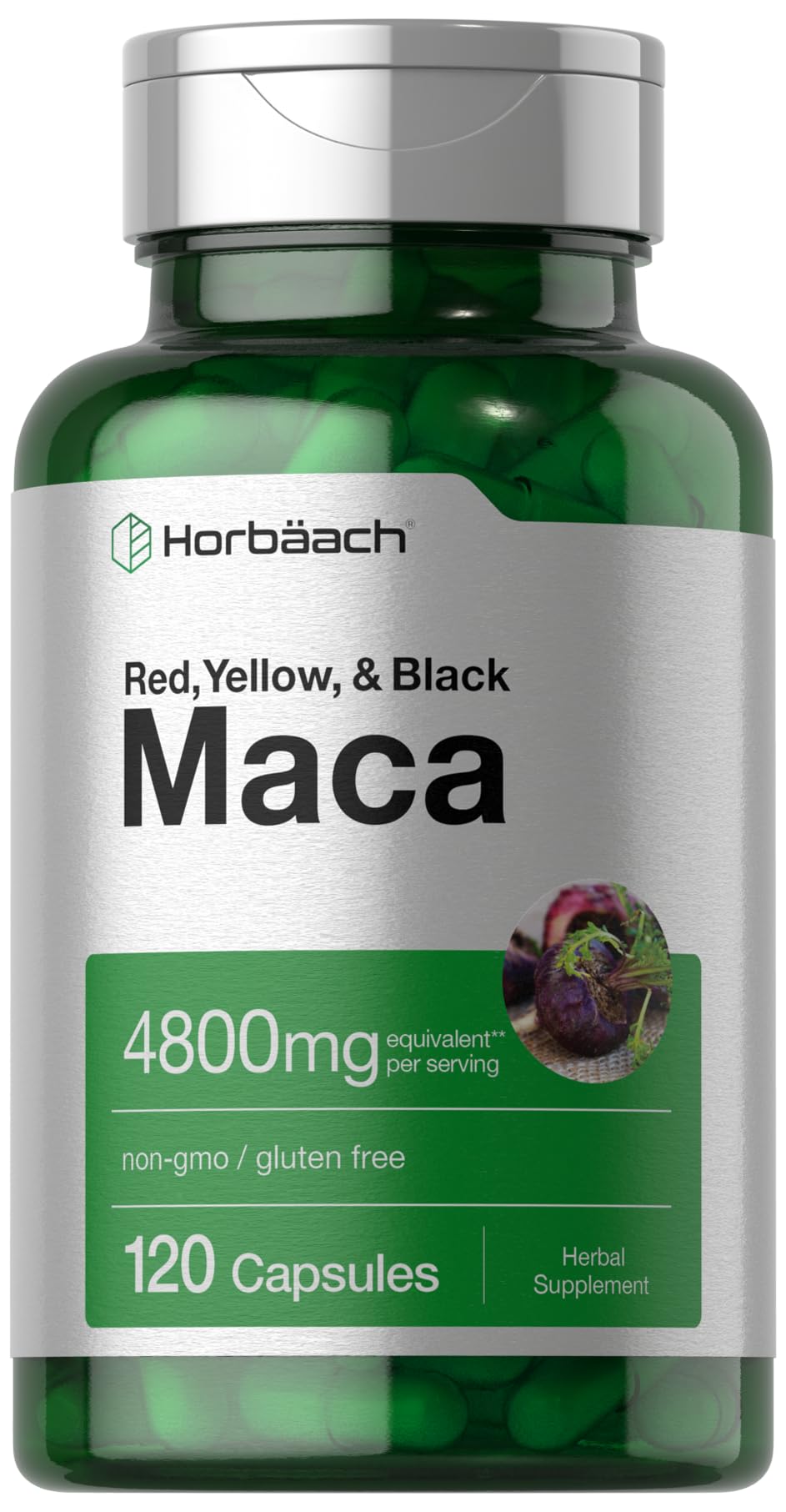 Horbäach Maca Root Capsules for Men and Women | 120 Pills | High Potency Extract | Non-GMO and Gluten Free Formula - FENGGESTORE20