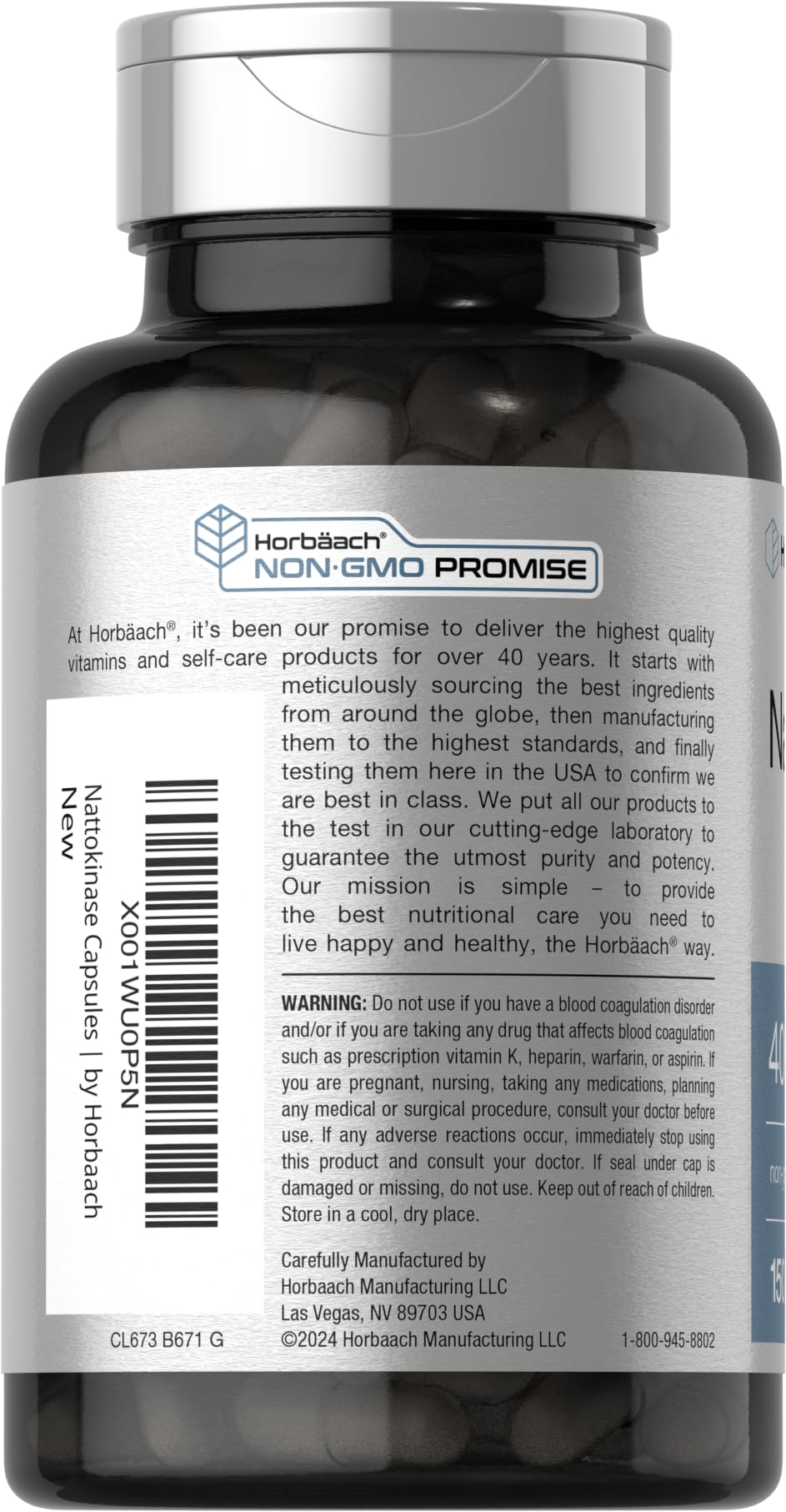 Horbäach Nattokinase Supplement 4000 FU | 150 Capsules | Non-GMO, Gluten Free - FENGGESTORE20