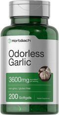Horbäach Odorless Garlic Softgel Supplement | 200 Count | Ultra Potent Concentrated Herbal Extract | Non-GMO & Gluten Free - FENGGESTORE20