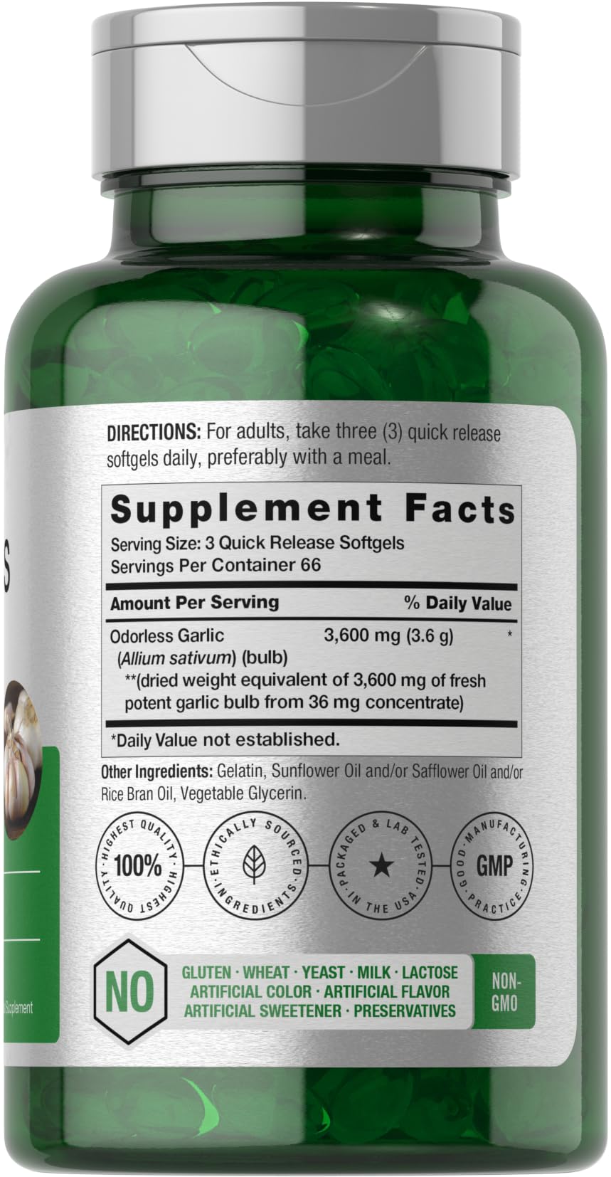 Horbäach Odorless Garlic Softgel Supplement | 200 Count | Ultra Potent Concentrated Herbal Extract | Non-GMO & Gluten Free - FENGGESTORE20