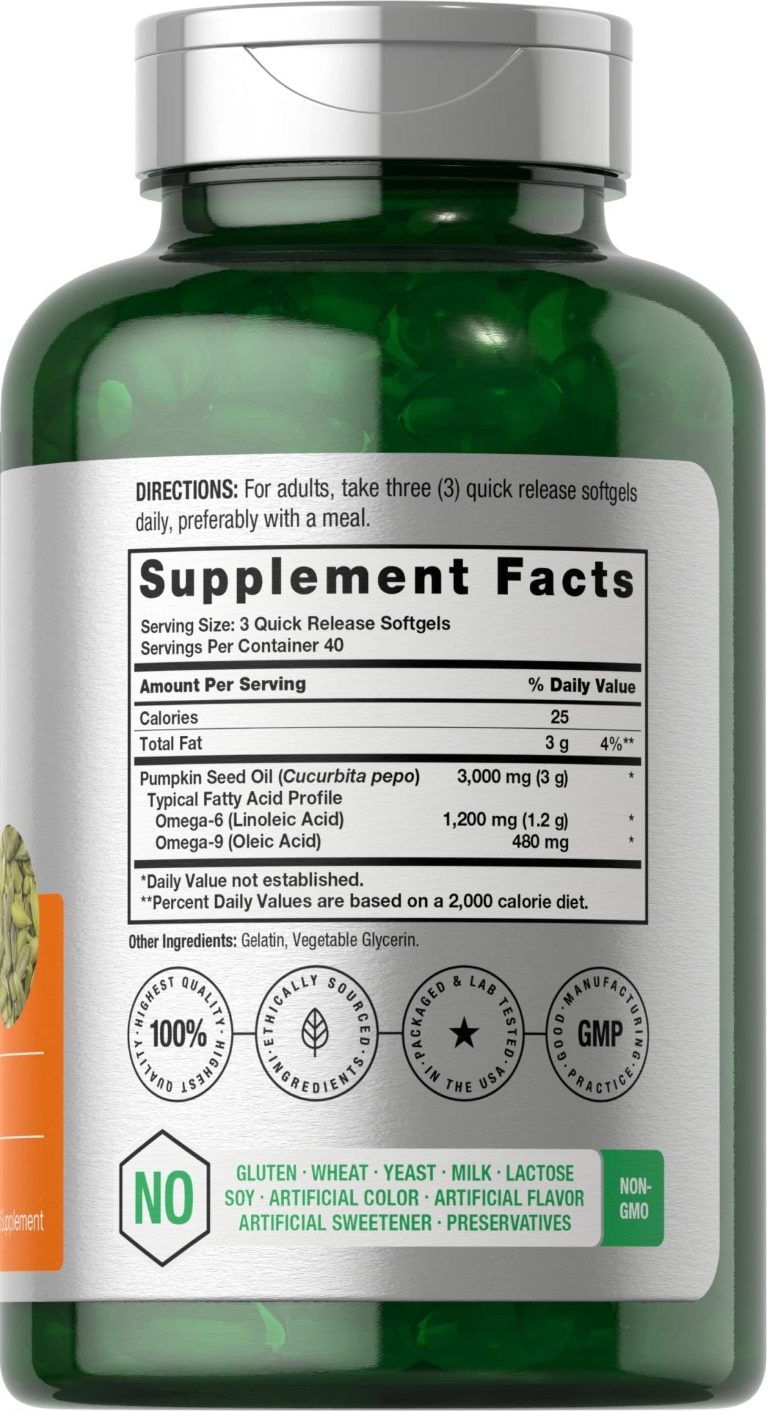 Horbäach Pumpkin Seed Oil | 3000mg | 120 Softgel Capsules | Cold Pressed Dietary Supplement | Non-GMO and Gluten Free Formula - FENGGESTORE20