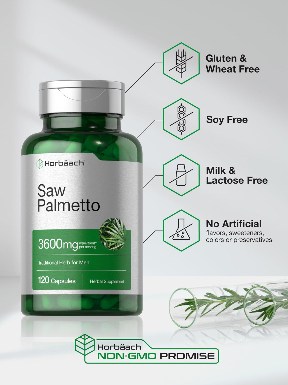 Horbäach Saw Palmetto Extract | 120 Capsules | Non-GMO and Gluten Free Formula | from Saw Palmetto Berries - FENGGESTORE20