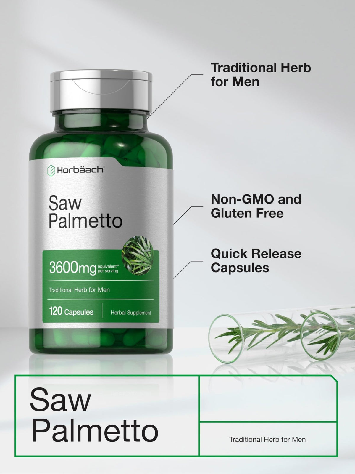 Horbäach Saw Palmetto Extract | 120 Capsules | Non-GMO and Gluten Free Formula | from Saw Palmetto Berries - FENGGESTORE20