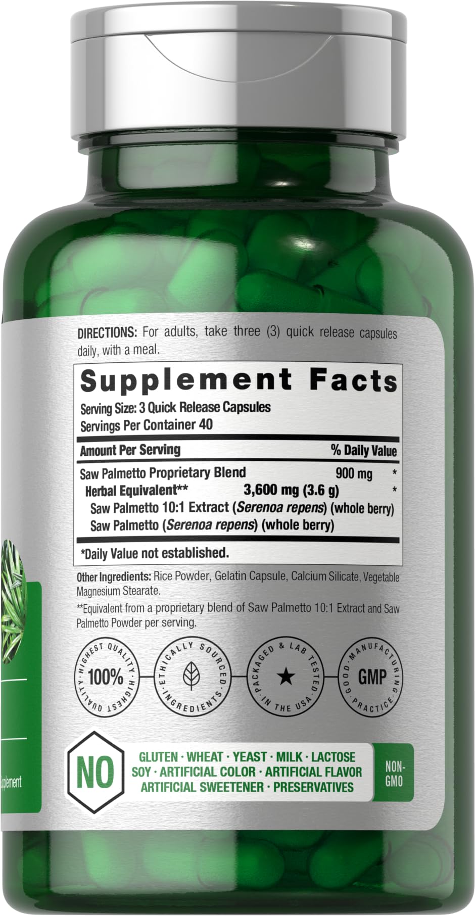 Horbäach Saw Palmetto Extract | 120 Capsules | Non-GMO and Gluten Free Formula | from Saw Palmetto Berries - FENGGESTORE20