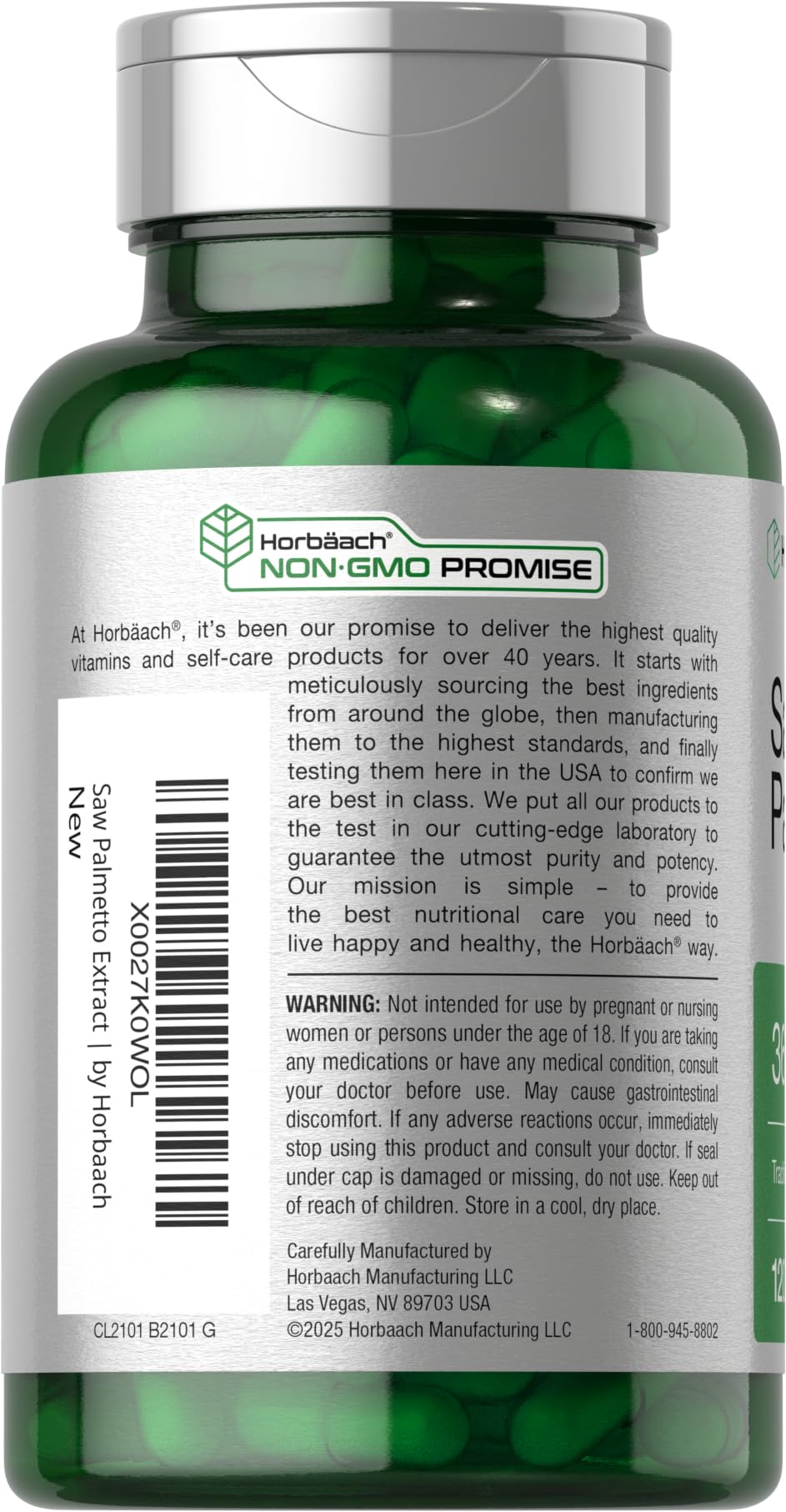 Horbäach Saw Palmetto Extract | 120 Capsules | Non-GMO and Gluten Free Formula | from Saw Palmetto Berries - FENGGESTORE20
