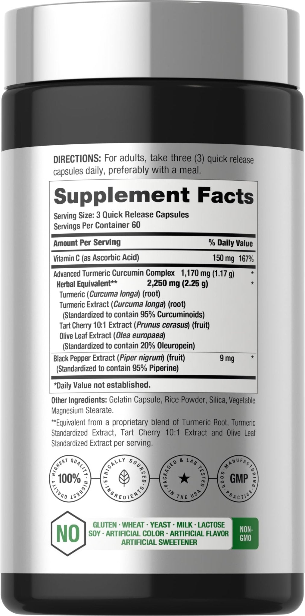 Horbäach Turmeric Curcumin Supplement | 180 Capsules | with Black Pepper & Tart Cherry | Non-GMO & Gluten Free - FENGGESTORE20