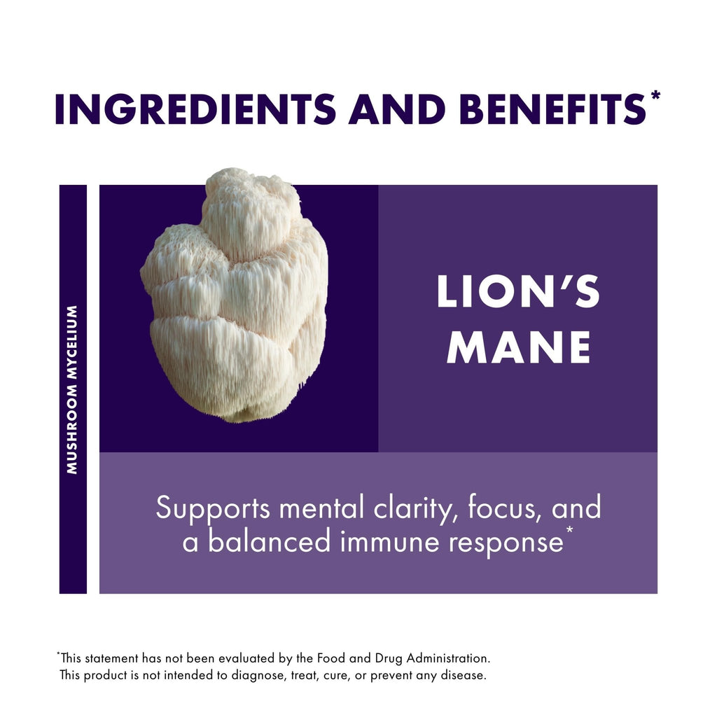 Host Defense Mushrooms Lion's Mane - Supplement Capsules for Brain Health Support - Mushroom Support for Focus & Memory Function - FENGGESTORE20