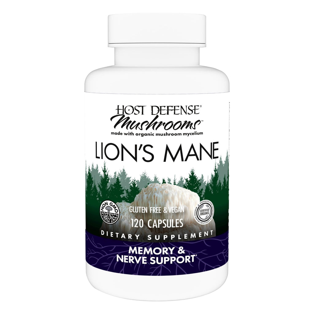 Host Defense Mushrooms Lion's Mane - Supplement Capsules for Brain Health Support - Mushroom Support for Focus & Memory Function - FENGGESTORE20