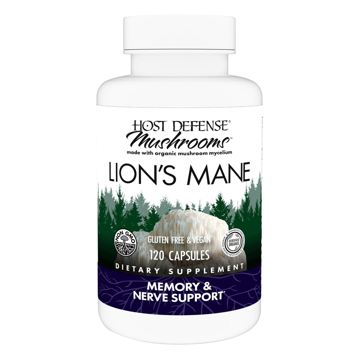 Host Defense Mushrooms Lion's Mane - Supplement Capsules for Brain Health Support - Mushroom Support for Focus & Memory Function - FENGGESTORE20