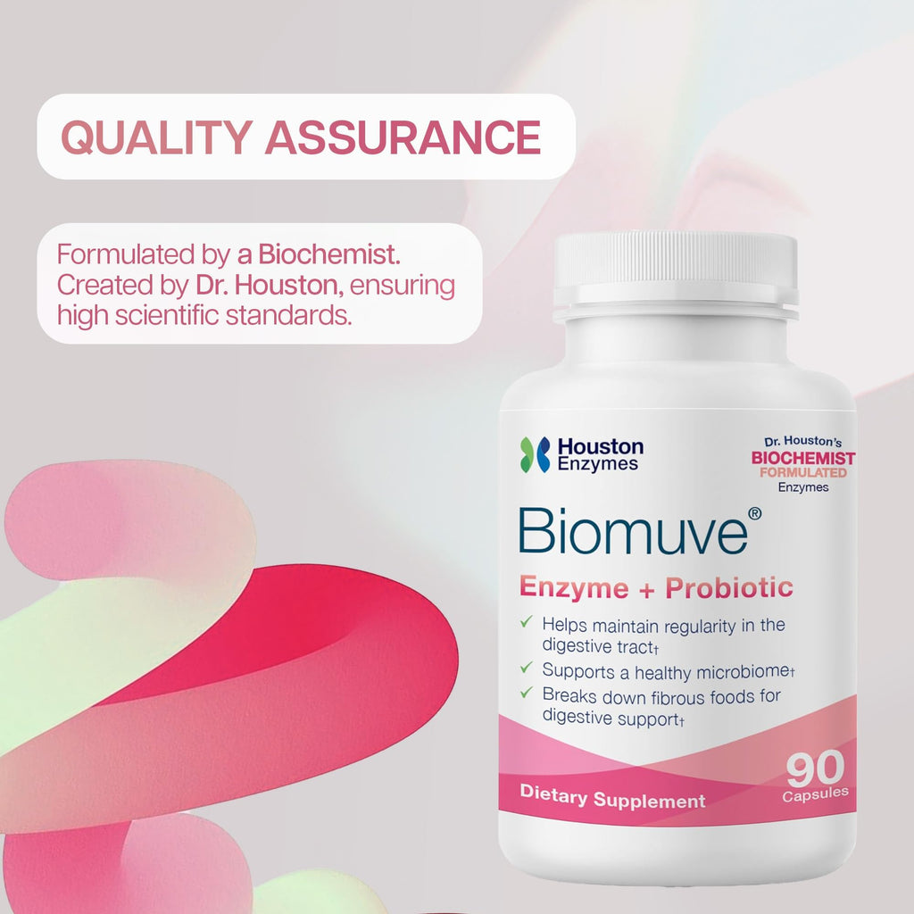 Houston Enzymes Biomuve – 120 Capsules | Professionally Formulated to Maintain Regularity & Healthy Bowel Movements | Unique Combination of Enzymes - FENGGESTORE20