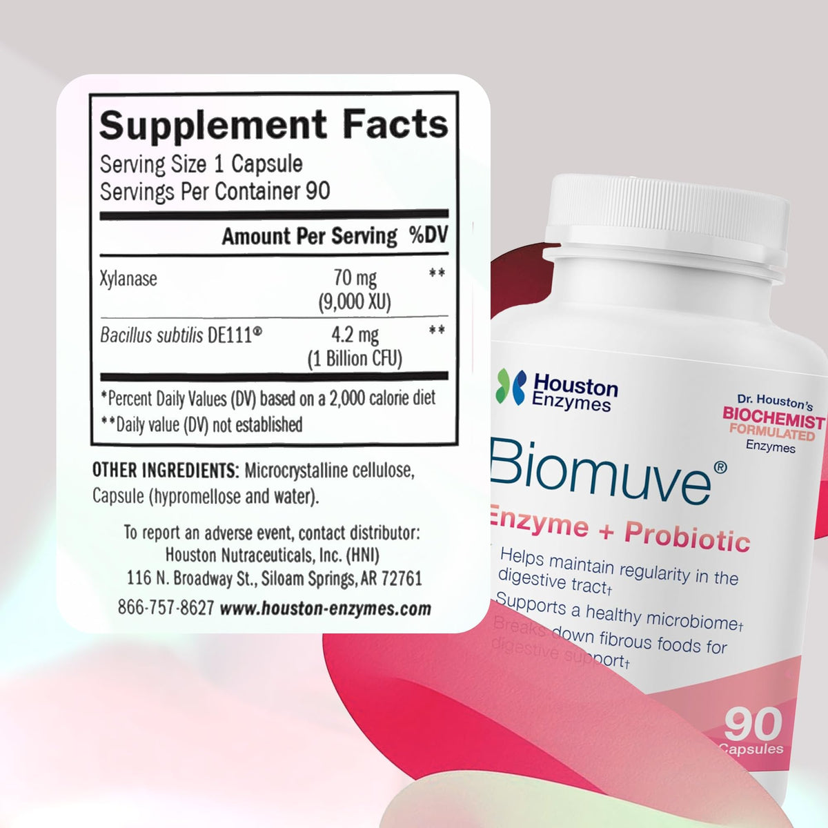 Houston Enzymes Biomuve – 120 Capsules | Professionally Formulated to Maintain Regularity & Healthy Bowel Movements | Unique Combination of Enzymes - FENGGESTORE20
