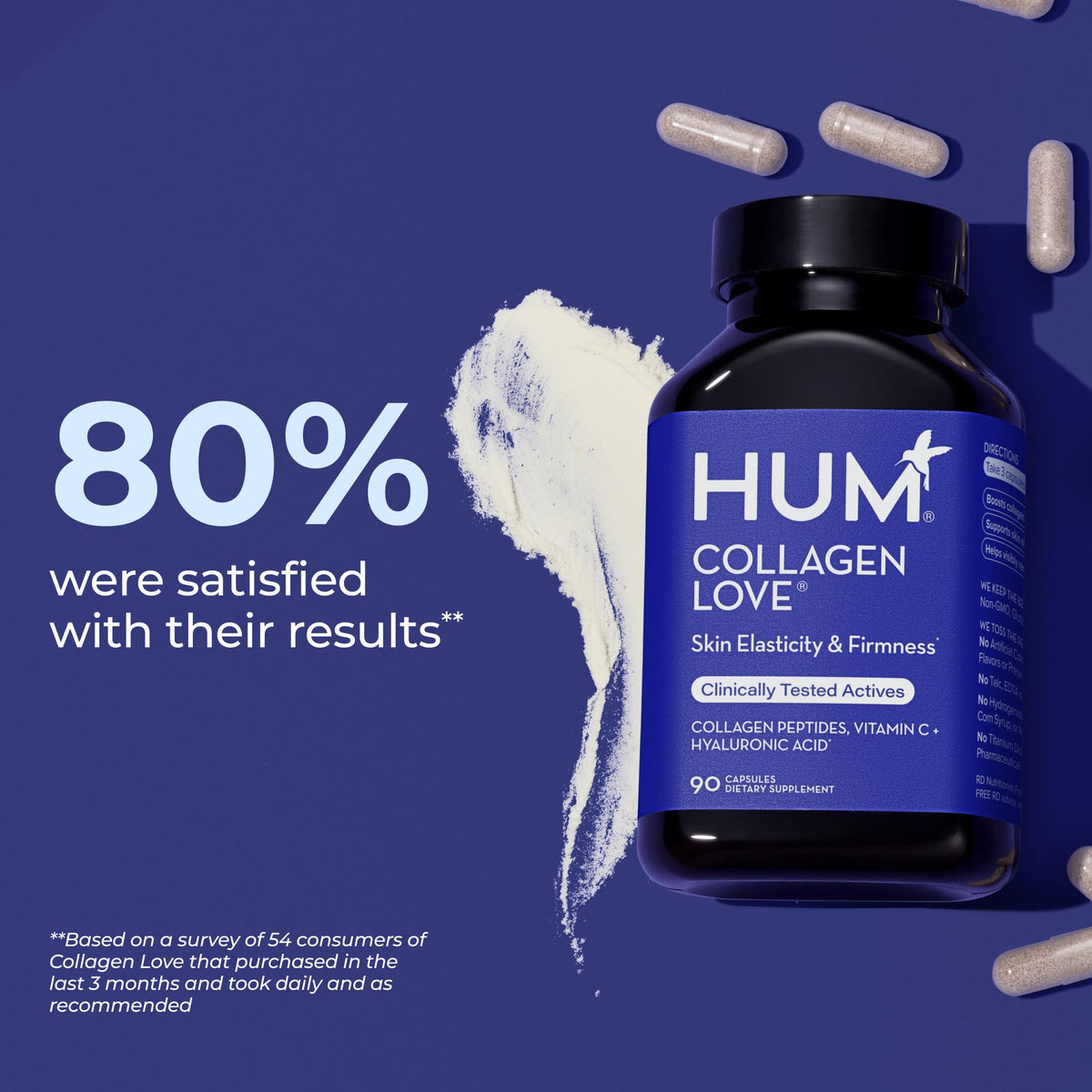HUM Collagen Love Skin Supplement, Collagen Peptides Capsules with Hyaluronic Acid & Vitamin C, Supports Firm Skin & Helps Minimize Signs of Aging, Supplements - FENGGESTORE20