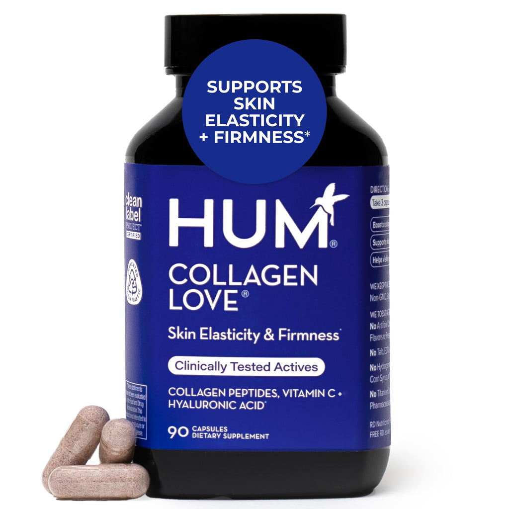 HUM Collagen Love Skin Supplement, Collagen Peptides Capsules with Hyaluronic Acid & Vitamin C, Supports Firm Skin & Helps Minimize Signs of Aging, Supplements - FENGGESTORE20