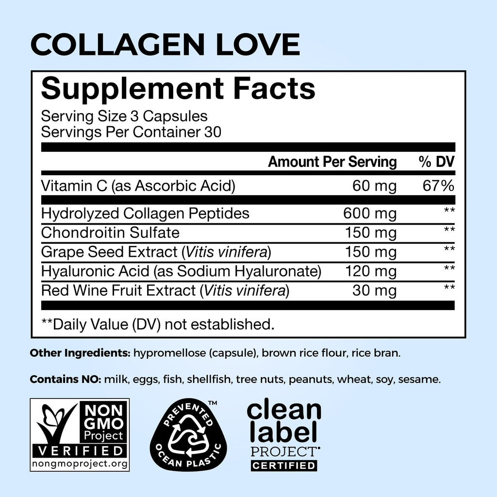 HUM Collagen Love Skin Supplement, Collagen Peptides Capsules with Hyaluronic Acid & Vitamin C, Supports Firm Skin & Helps Minimize Signs of Aging, Supplements - FENGGESTORE20