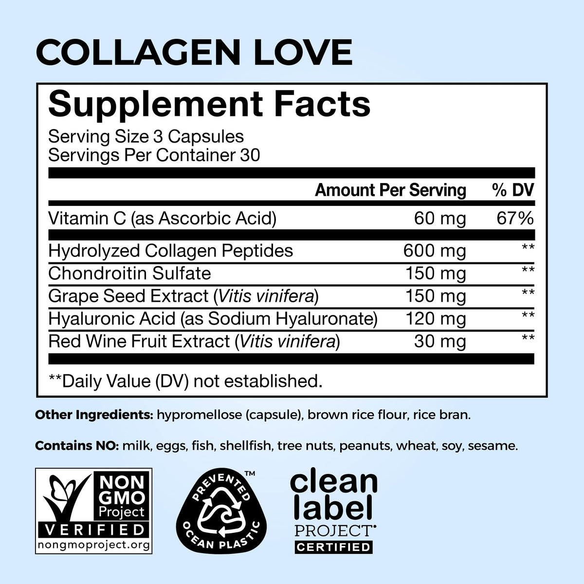 HUM Collagen Love Skin Supplement, Collagen Peptides Capsules with Hyaluronic Acid & Vitamin C, Supports Firm Skin & Helps Minimize Signs of Aging, Supplements - FENGGESTORE20