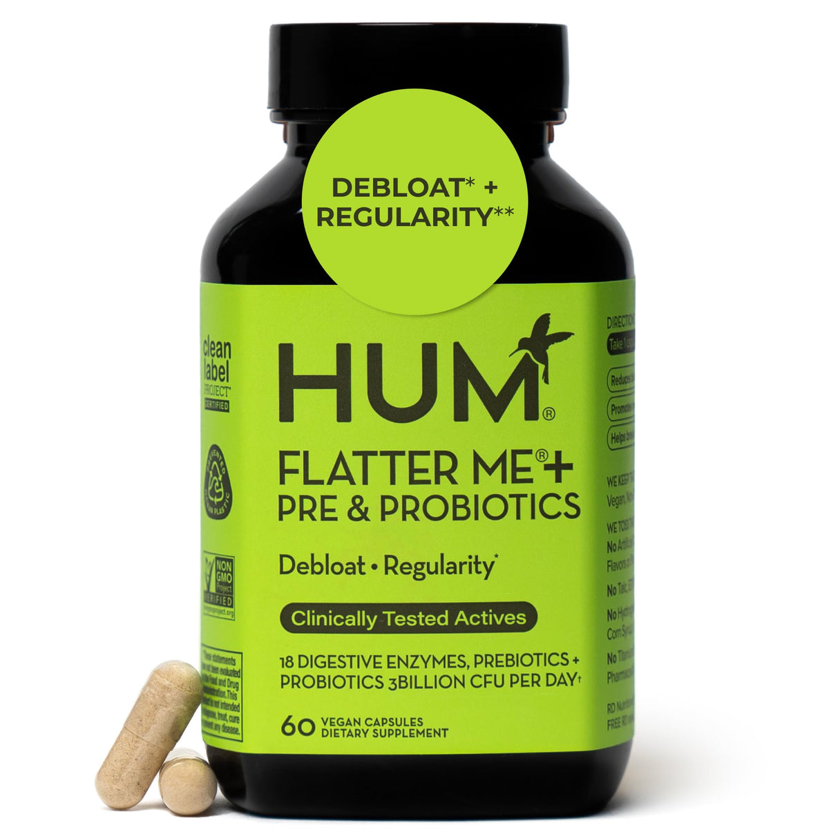 HUM Flatter Me Digestive Enzymes Plus Prebiotics & Probiotics, Digestive Health Bloating Supplement for Women & Men, Fast Acting Anti Bloat Pills Multi Enzyme - FENGGESTORE20