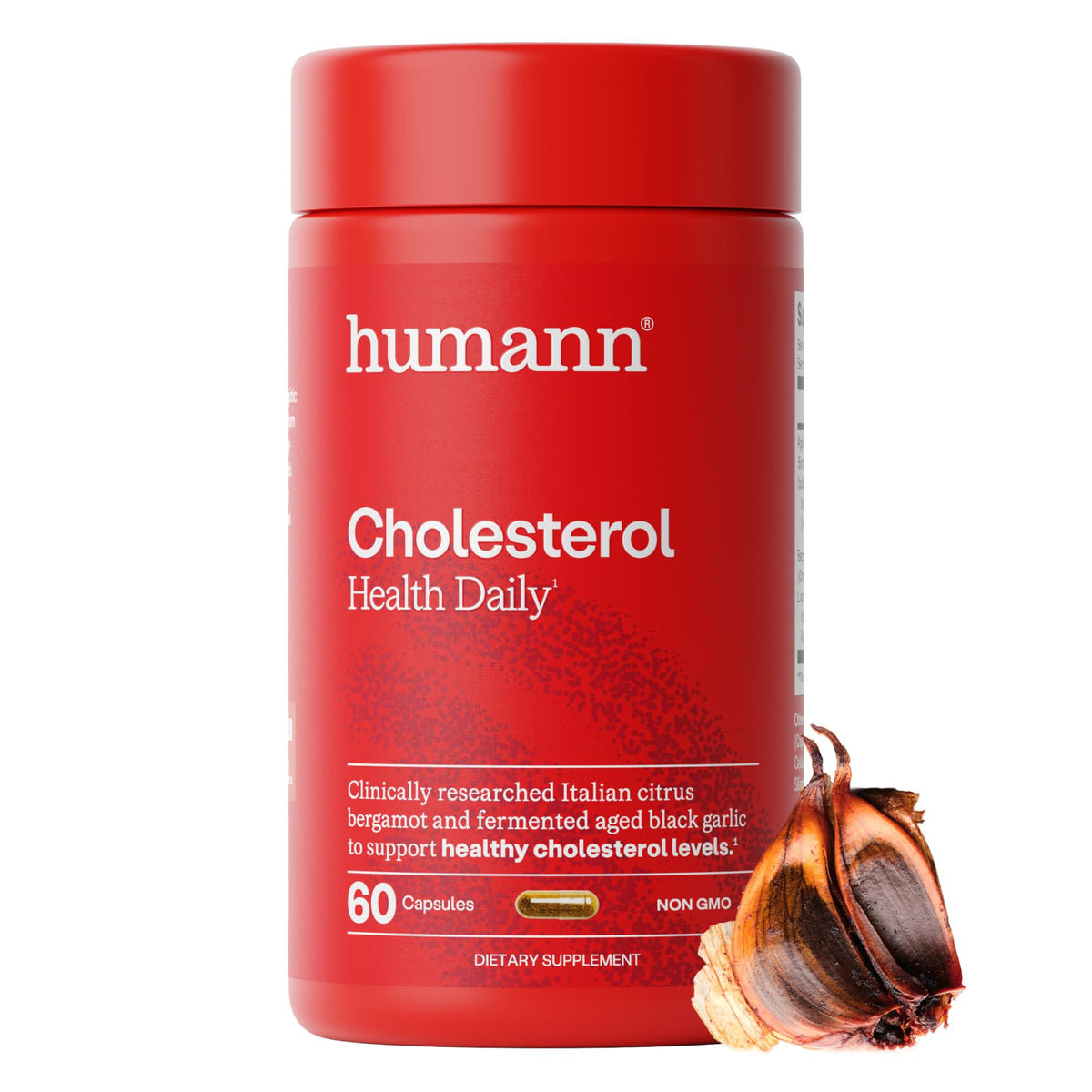Humann Cholesterol Health Daily, Aged Black Garlic Extract & Citrus Bergamot, Cholesterol & Lipid Support Supplement, 60 Capsules - FENGGESTORE20