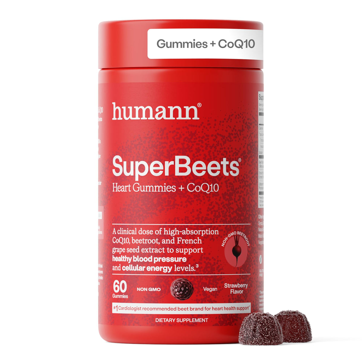 Humann SuperBeets 3-in-1 Heart Gummies - 3x Absorption CoQ10 - Plus Beetroot Extract & Grape Seed Extract for Advanced Heart Health, Cellular Energy & Circulation Support - FENGGESTORE20