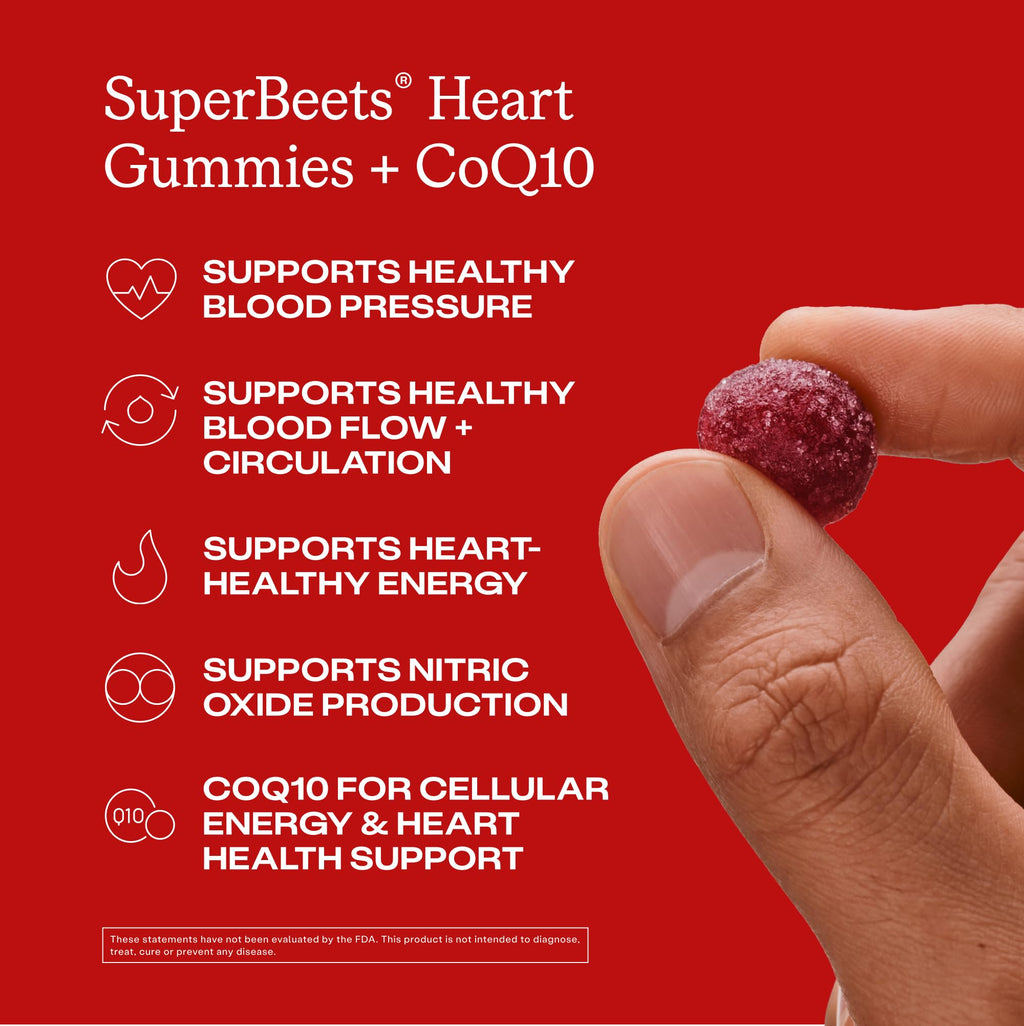Humann SuperBeets 3-in-1 Heart Gummies - 3x Absorption CoQ10 - Plus Beetroot Extract & Grape Seed Extract for Advanced Heart Health, Cellular Energy & Circulation Support - FENGGESTORE20