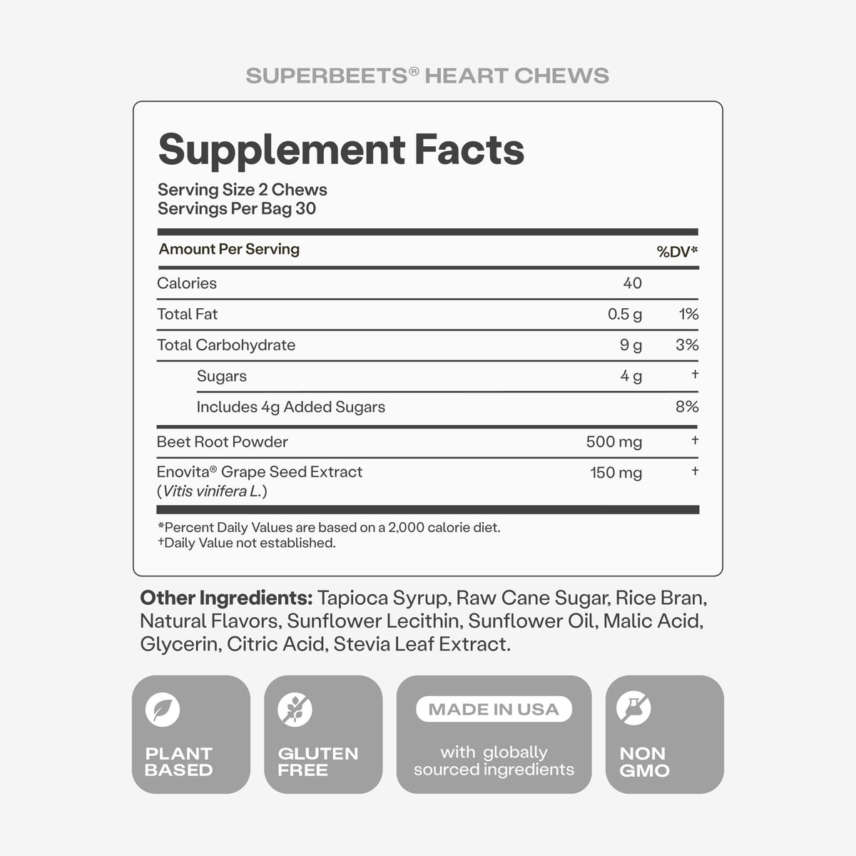 Humann SuperBeets Heart Chews, Beet Root Powder Support Energy Supplement, Nitric Oxide and Blood Pressure Support, Grape Seed Extract & Non-GMO, Heart Health, Pomegranate Berry Flavor, 60 Count - FENGGESTORE20