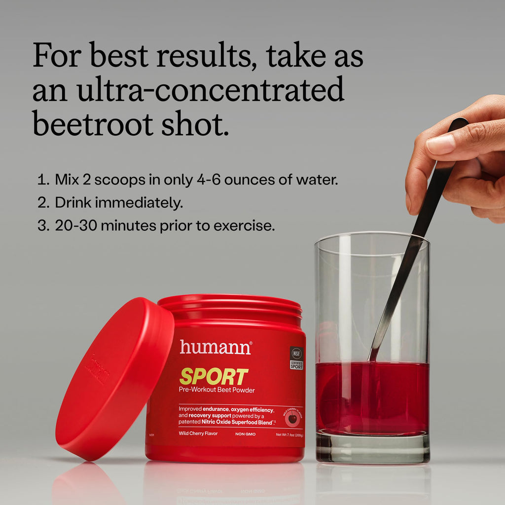 Humann SuperBeets Sport Endurance Pre Workout Powder, Nitric Oxide Supplement, NSF Certified, Stimulant & Caffeine Free, Made with Beet Root, - FENGGESTORE20