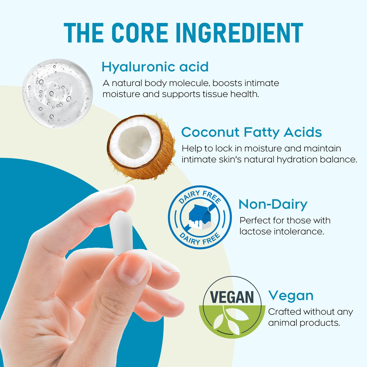 Hyaluronic Acid Vaginal Suppositories 10 mg for Women | Vaginal Moisturizer for Dryness, Itching & Irritation | Menopause & Intimate Care with Coconut Fatty Acids | Estrogen Free, 12 Count - FENGGESTORE20
