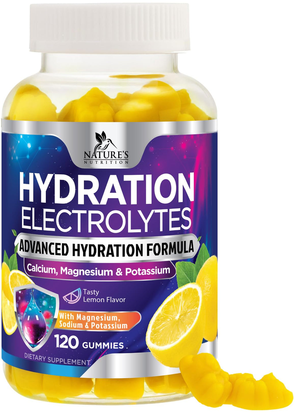 Hydration Electrolyte Gummies - Daily Liquid Replenisher Gummy - Electrolyte Multiplier with Minerals, Potassium & Real Salt - Vegan, Non-GMO - Tasty Lemon Flavor Hydration Electrolytes - FENGGESTORE20