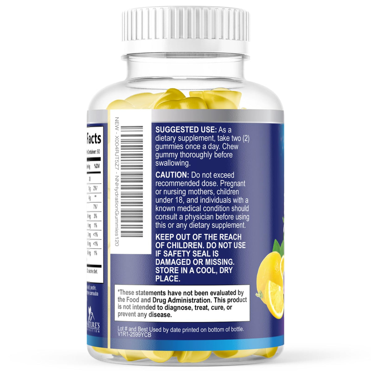 Hydration Electrolyte Gummies - Daily Liquid Replenisher Gummy - Electrolyte Multiplier with Minerals, Potassium & Real Salt - Vegan, Non-GMO - Tasty Lemon Flavor Hydration Electrolytes - FENGGESTORE20