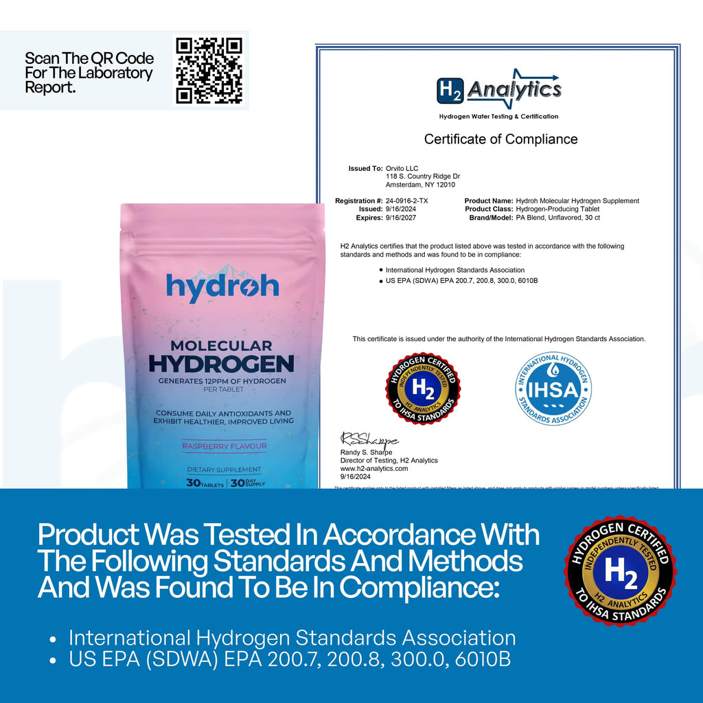 Hydrogen Water Tablets, Molecular Hydrogen Tablets for Drinking Water, Antioxidant-Rich, Supports Brain Energy & Health - Quick-Dissolving - Raspberry H2 Tabs - FENGGESTORE20