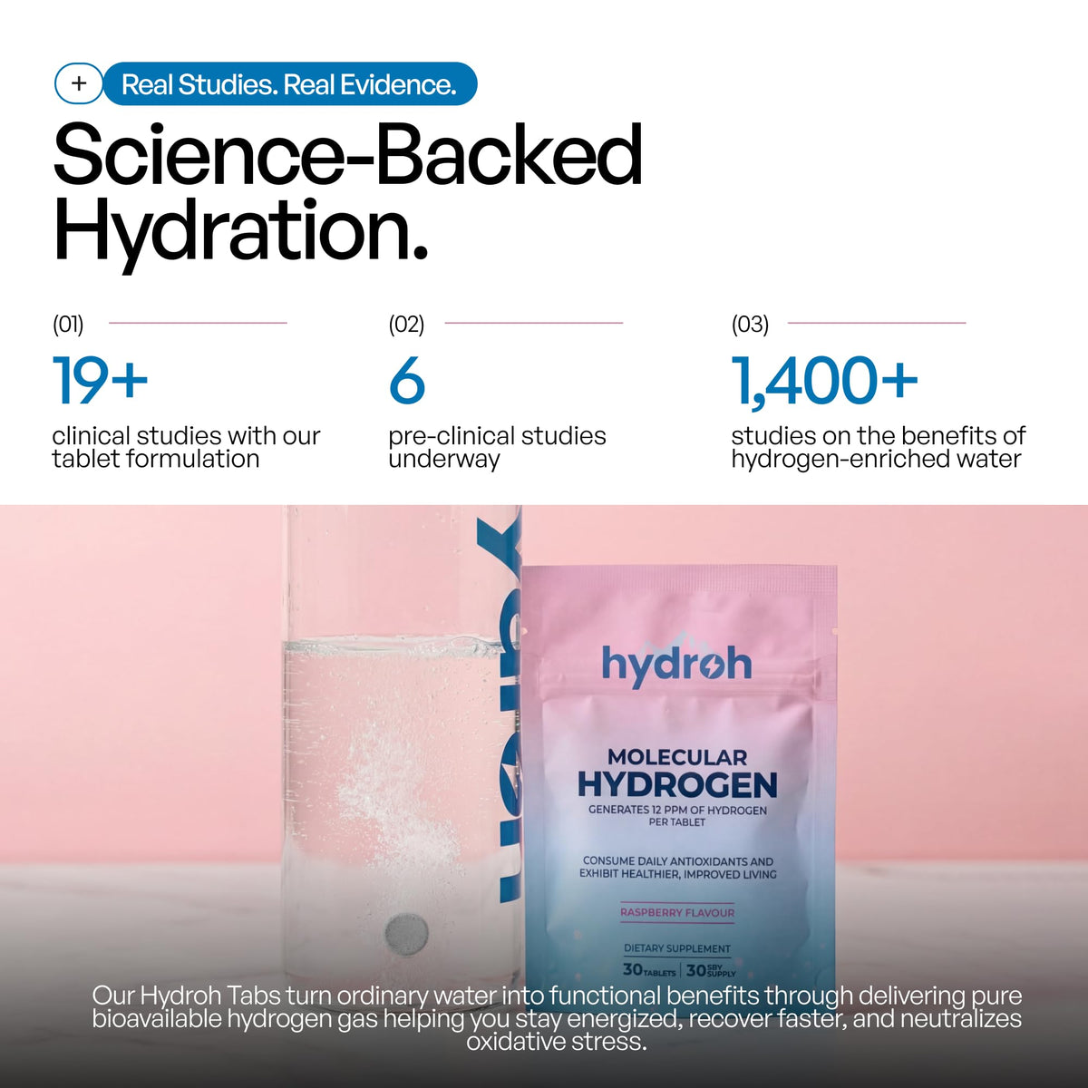 Hydrogen Water Tablets, Molecular Hydrogen Tablets for Drinking Water, Antioxidant-Rich, Supports Brain Energy & Health - Quick-Dissolving - Raspberry H2 Tabs - FENGGESTORE20