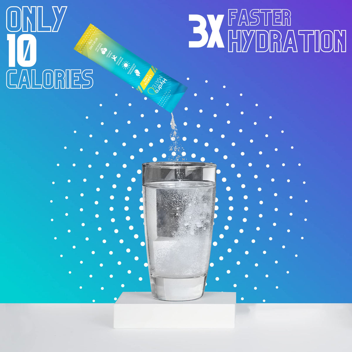 HydroMATE Electrolyte Powder Lemon Lime Hydration Packets Low Sugar 30 Count - FENGGESTORE20