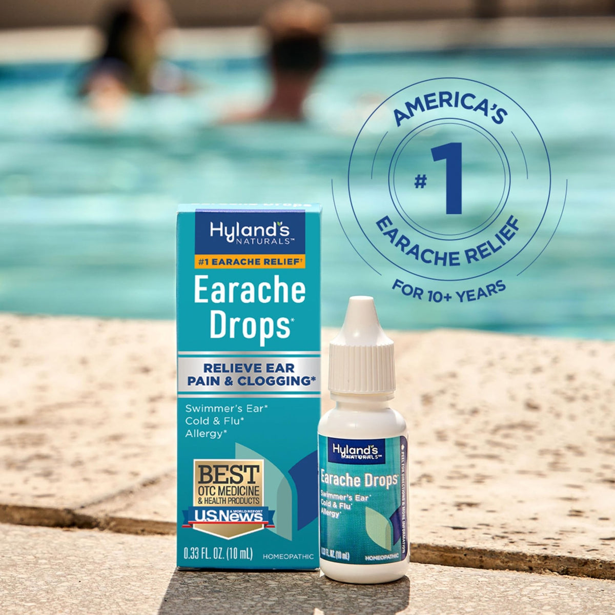 Hyland's Earache Drops, Natural Relief of Swimmer's Ear, Cold and Flu, Allergy Symptoms, Ages 4 and up, Day and Night, 0.33 Fl Oz - FENGGESTORE20