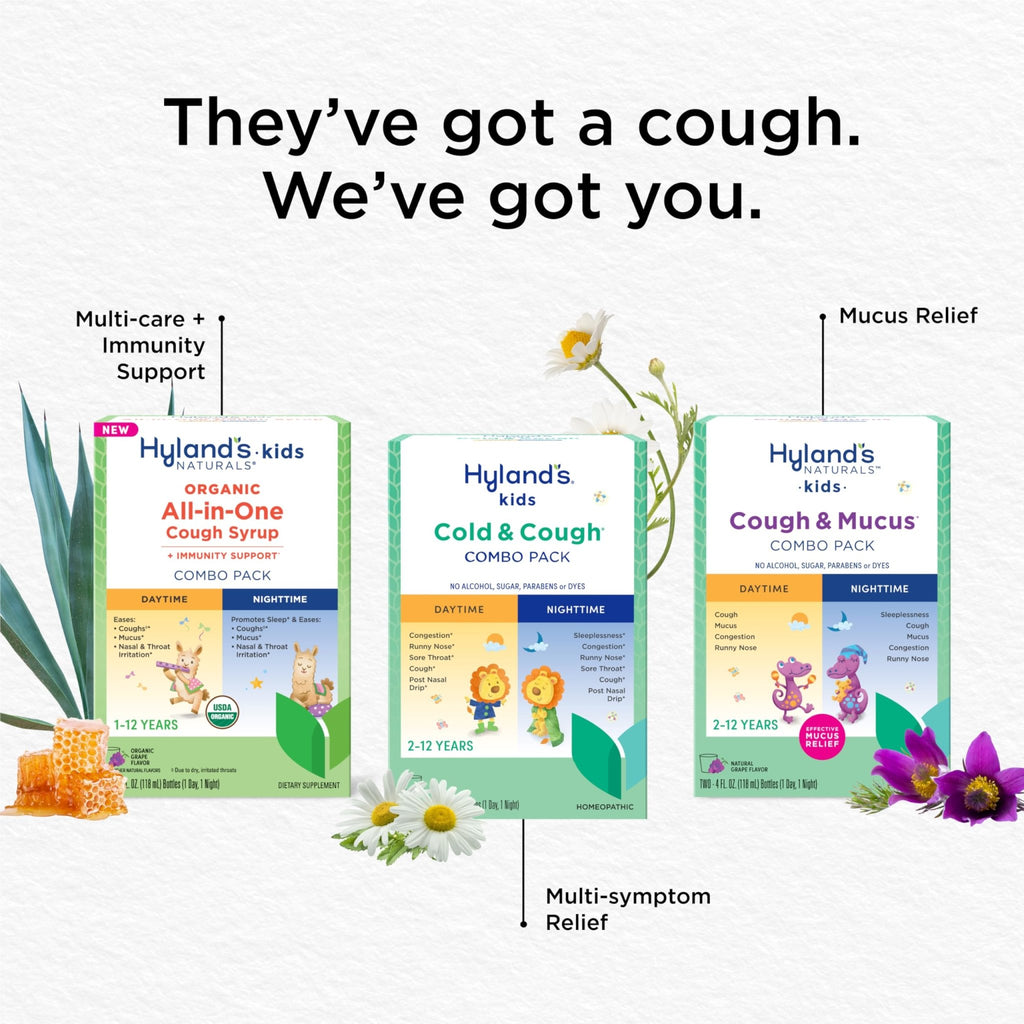 Hyland's Kids Cold and Cough, Day and Night Combo Pack, Cold Medicine for Ages 2 and up, Syrup Cough Medicine for Kids, Nasal Decongestant, 4 Fl Oz (Pack of 2) - FENGGESTORE20