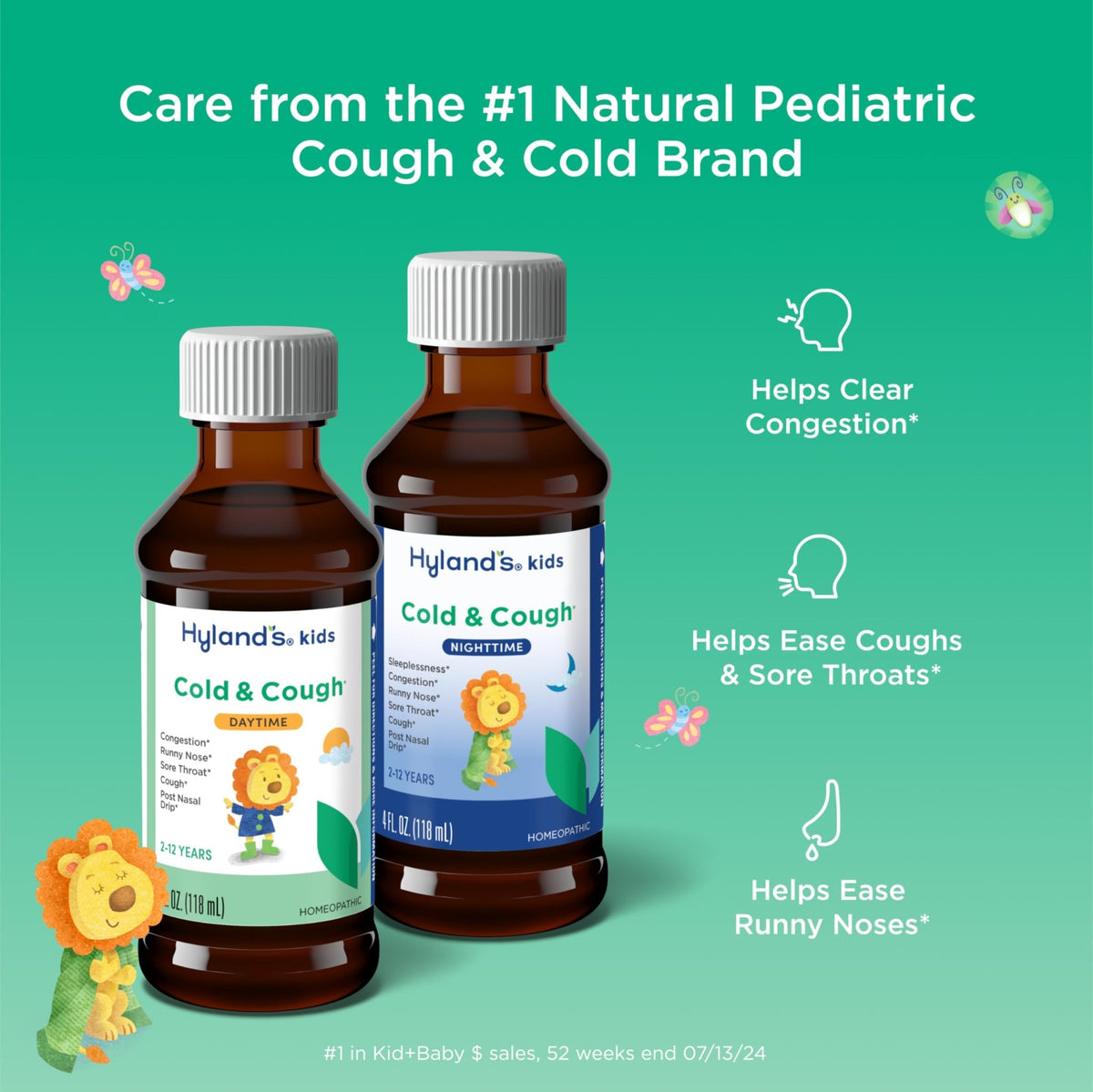 Hyland's Kids Cold and Cough, Day and Night Combo Pack, Cold Medicine for Ages 2 and up, Syrup Cough Medicine for Kids, Nasal Decongestant, 4 Fl Oz (Pack of 2) - FENGGESTORE20
