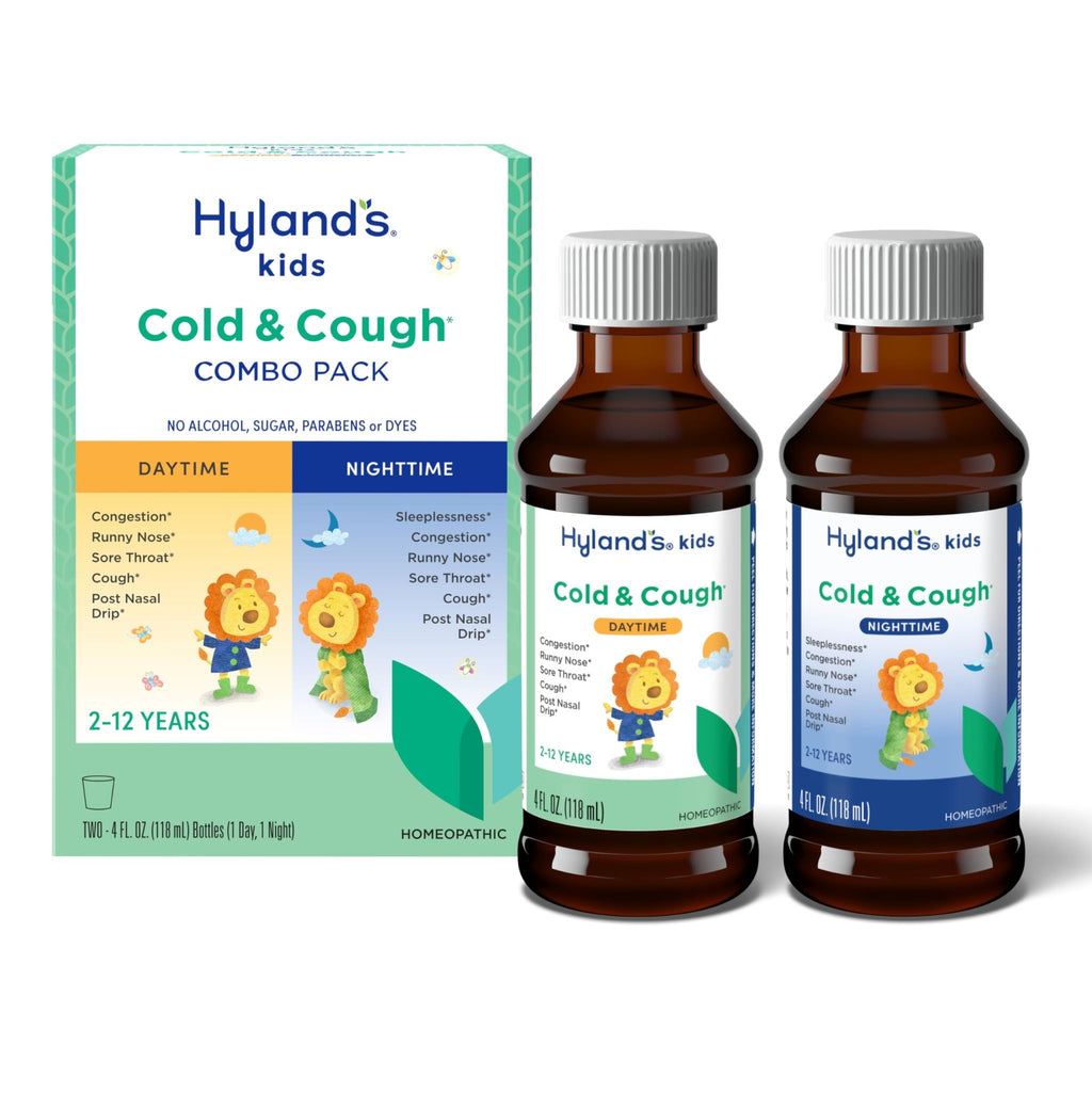 Hyland's Kids Cold and Cough, Day and Night Combo Pack, Cold Medicine for Ages 2 and up, Syrup Cough Medicine for Kids, Nasal Decongestant, 4 Fl Oz (Pack of 2) - FENGGESTORE20