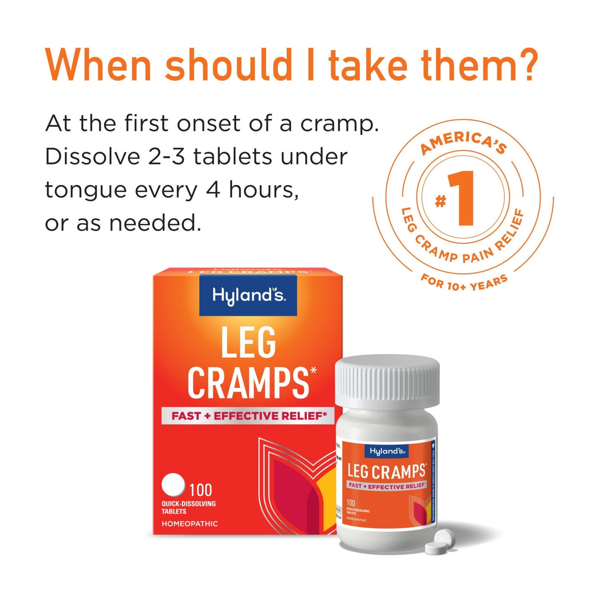 Hyland's Leg Cramps, Relief of Leg, Calf, Charley Horses, and Foot Cramps, 100 Quick-Dissolving Tablets - FENGGESTORE20