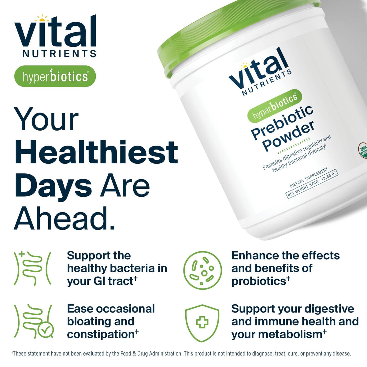 Hyperbiotics Vital Nutrients Organic Prebiotic Fiber Powder | Supports Gut Health and Digestive Regularity | Soluble Fiber Supplement for Women and Men - FENGGESTORE20