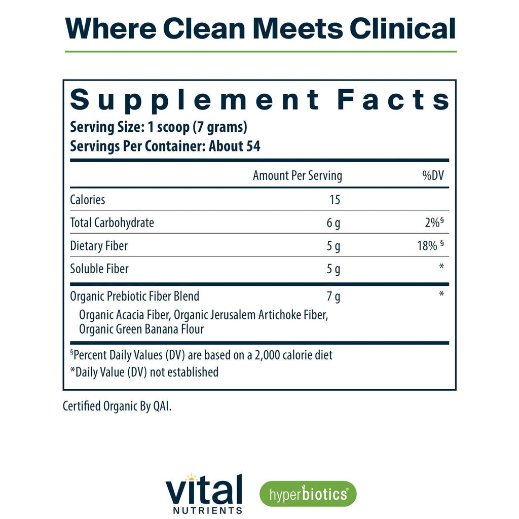 Hyperbiotics Vital Nutrients Organic Prebiotic Fiber Powder | Supports Gut Health and Digestive Regularity | Soluble Fiber Supplement for Women and Men - FENGGESTORE20