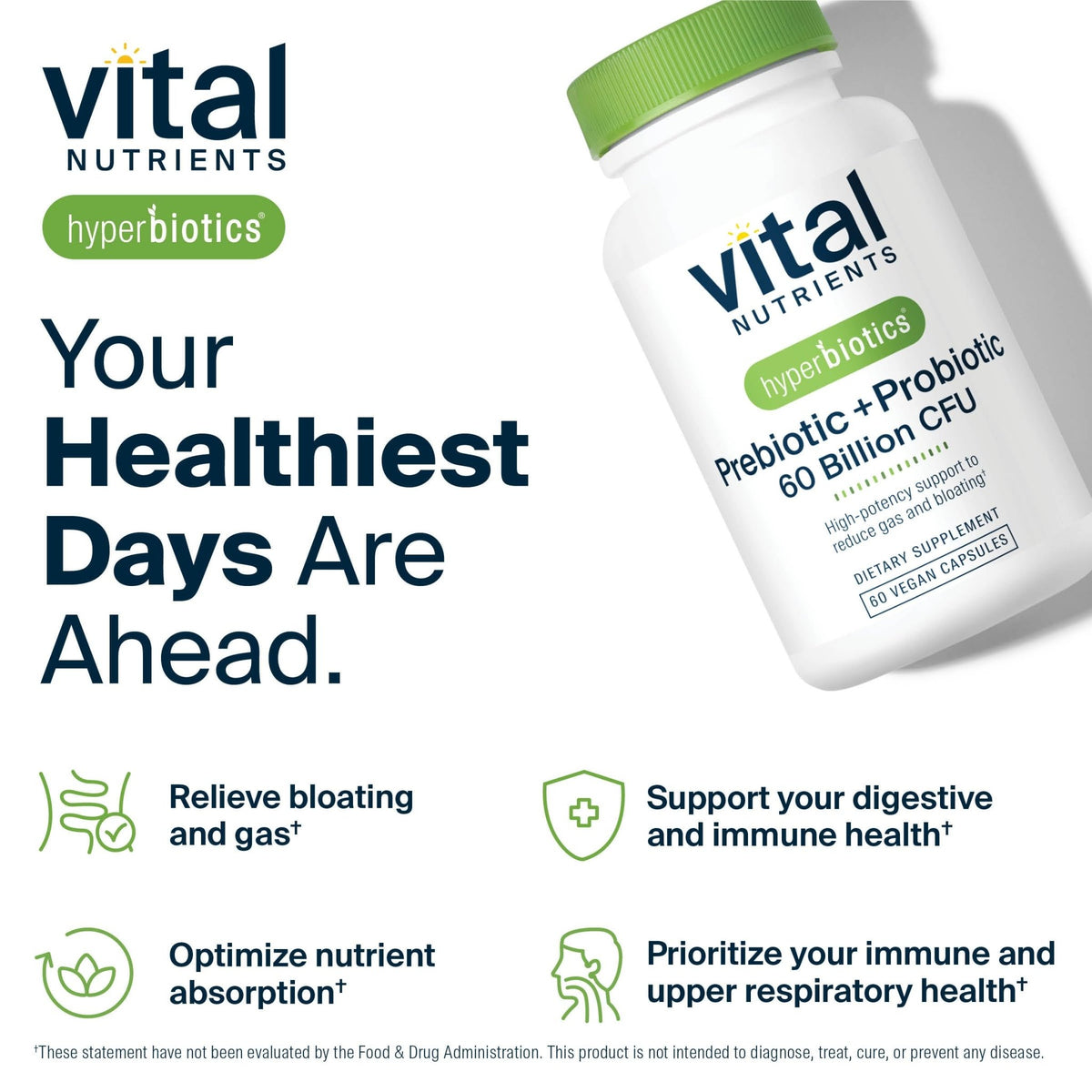 Hyperbiotics Vital Nutrients Prebiotic and Probiotic for Women and Men | 60 Billion CFU | Pre and Probiotics Supports Digestive Health, Constipation, - FENGGESTORE20