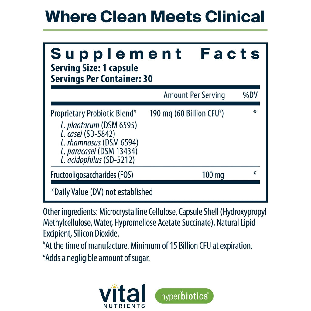 Hyperbiotics Vital Nutrients Prebiotic and Probiotic for Women and Men | 60 Billion CFU | Pre and Probiotics Supports Digestive Health, Constipation, Diarrhea, - FENGGESTORE20