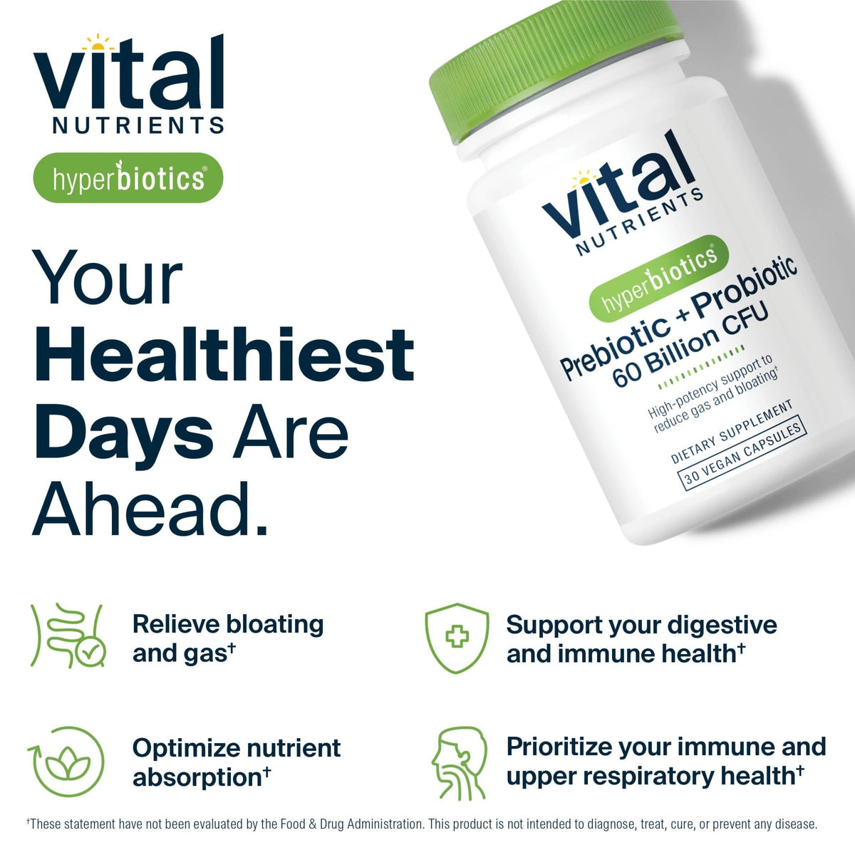 Hyperbiotics Vital Nutrients Prebiotic and Probiotic for Women and Men | 60 Billion CFU | Pre and Probiotics Supports Digestive Health, Constipation, Diarrhea, - FENGGESTORE20